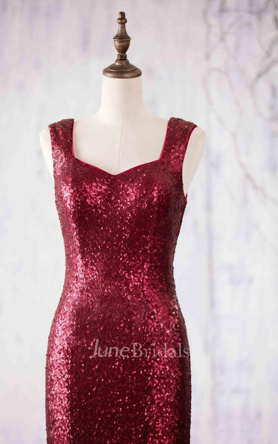 Newest Wine Sequin Bridesmaid Dress