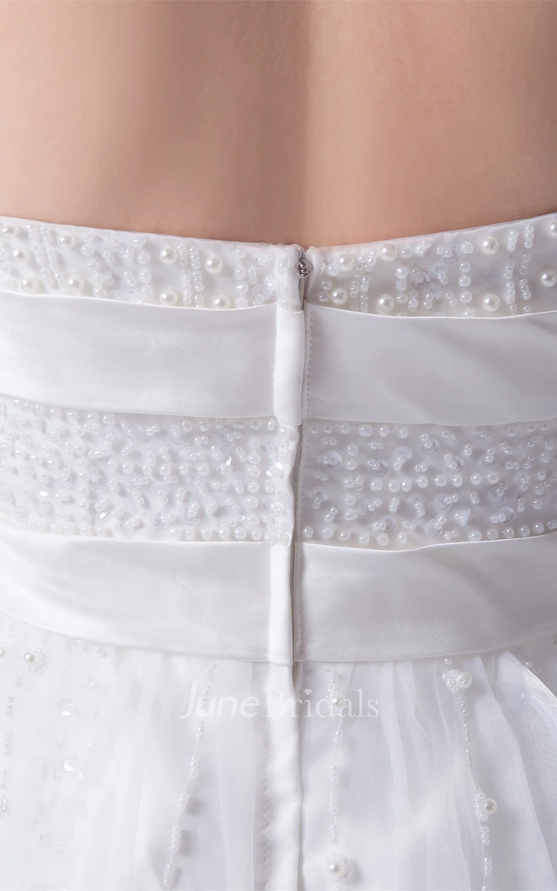 Strapless Notched Tulle A-Line Gown with Crystal Detailing