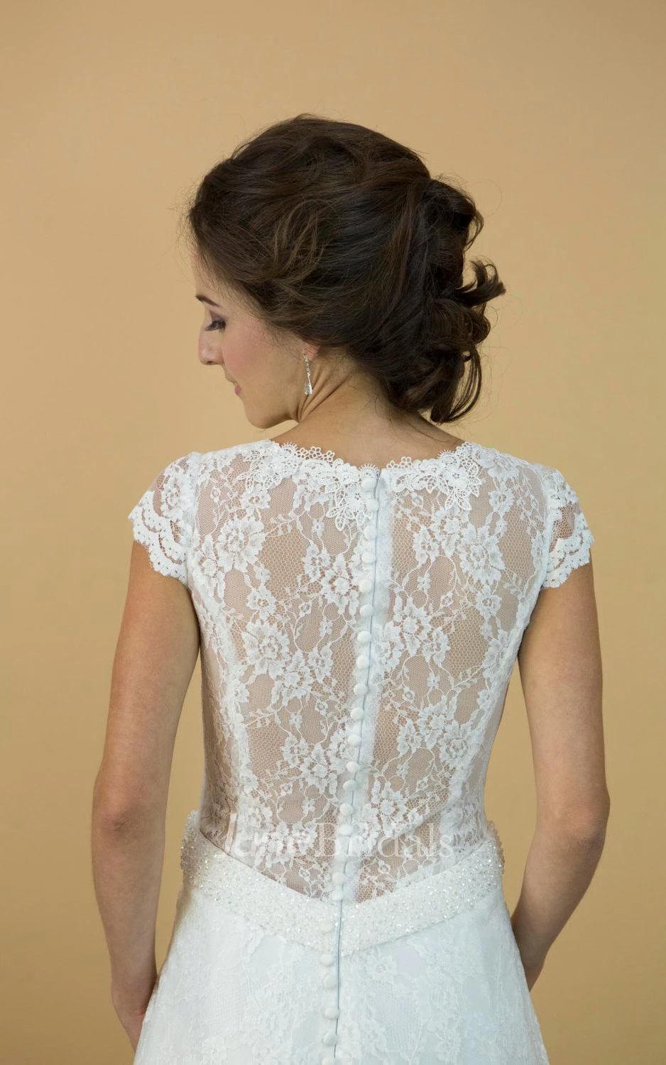 Sexy V-Neck A-Line Lace Wedding Dress With Rhinestone Decoration