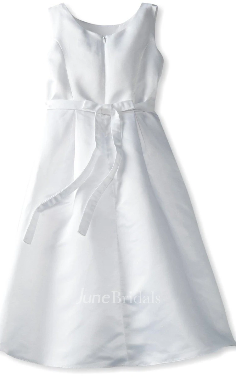 Sleeveless A-line Taffeta Dress With Beadings and Bow