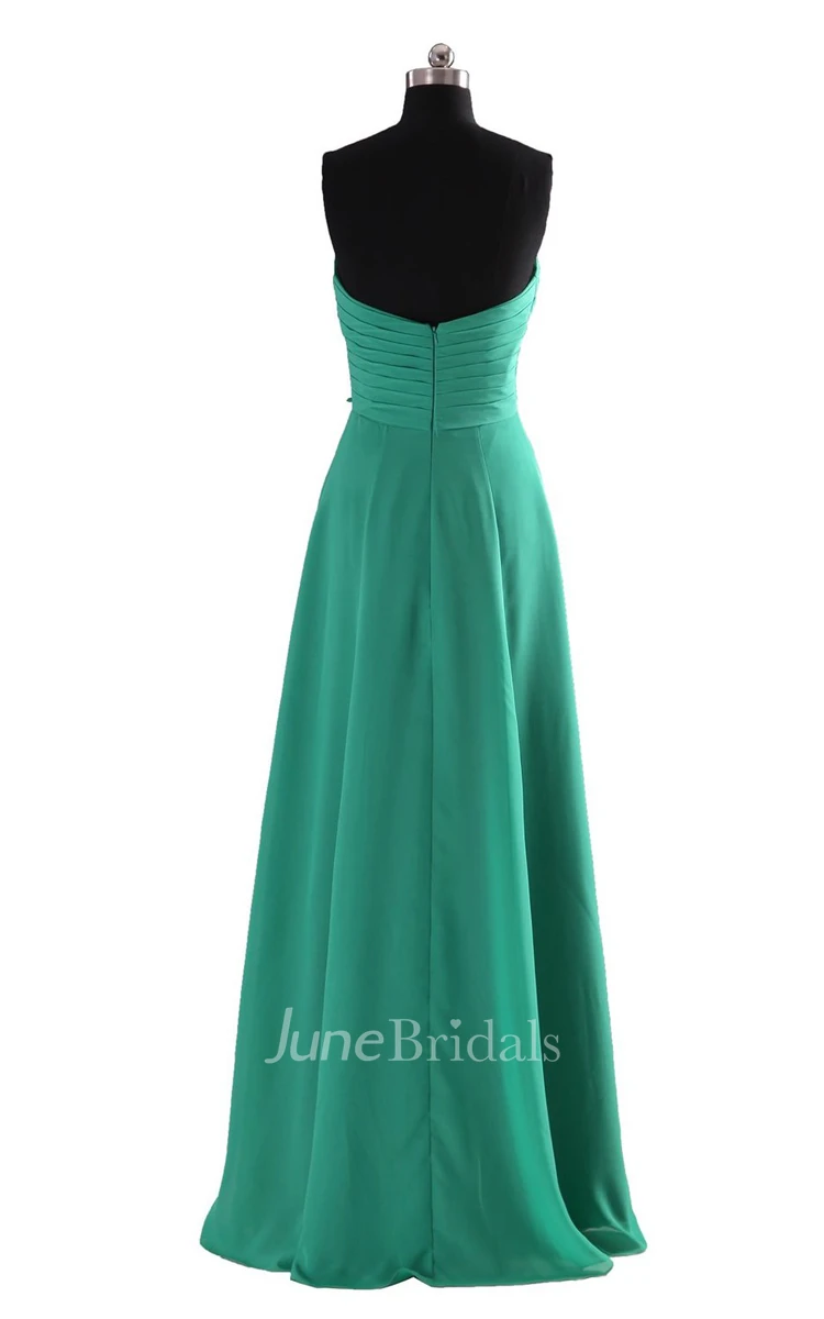 High-neck Drapping Bridal Dress With 3-D Flower