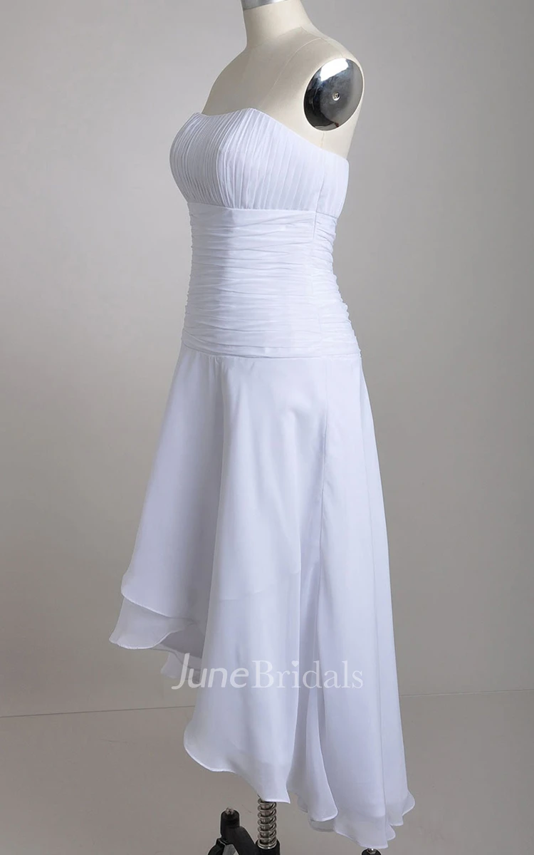 Strapless High-low A-line Chiffon Short Dress With Asymmetrical Front