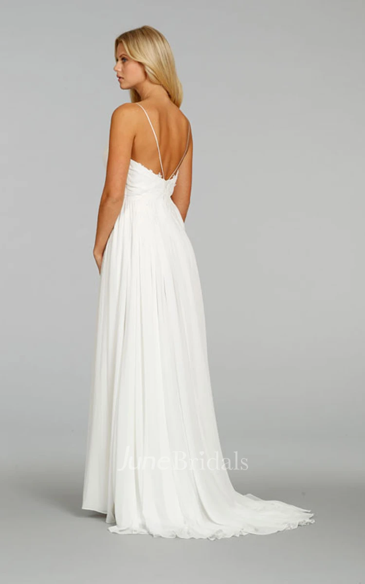 Fantastic Spaghetti Strap A-line Dress With Jeweled Flower