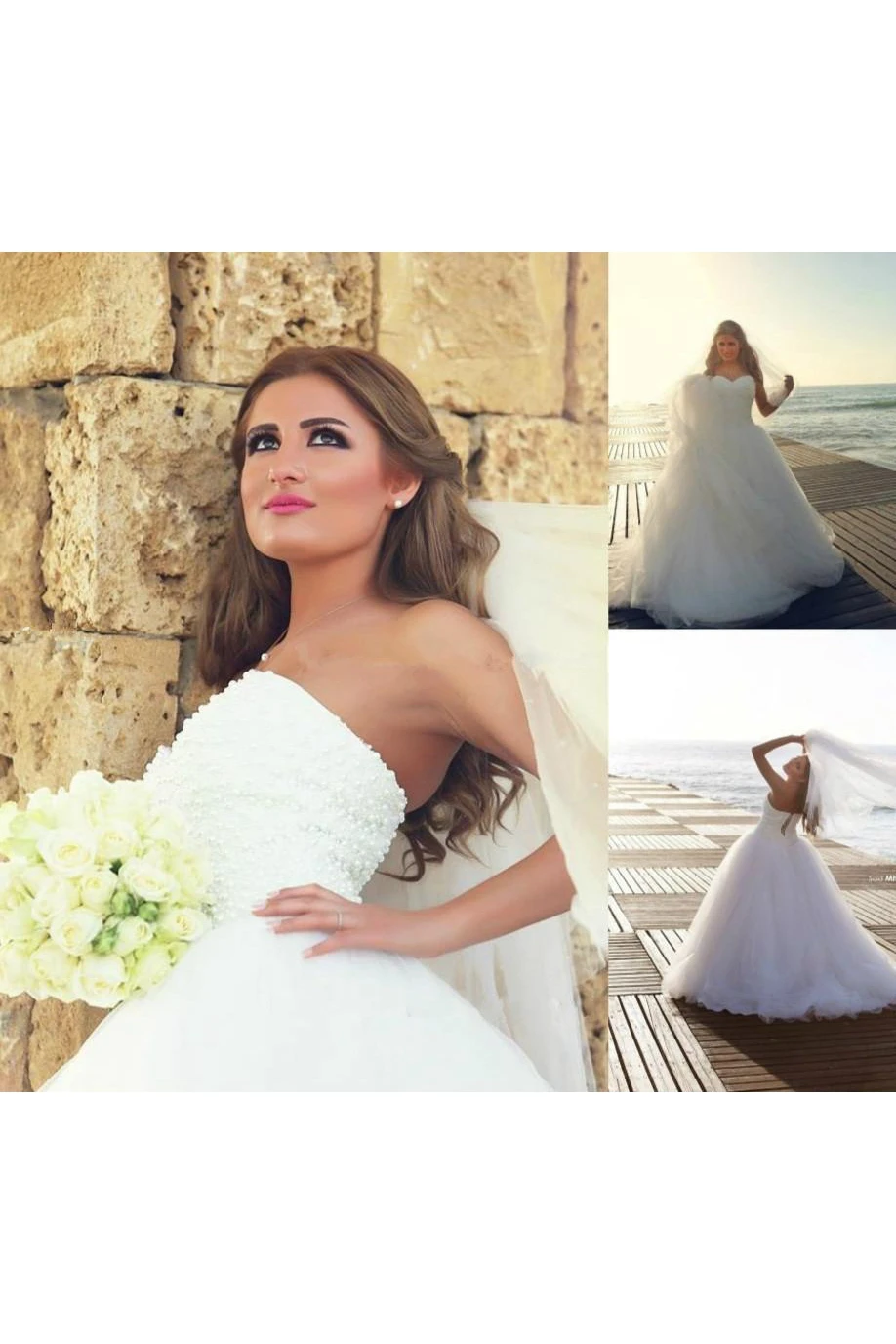 Timeless Tulle Beadings White Wedding Dress Plus Size Lace-up Sweetheart