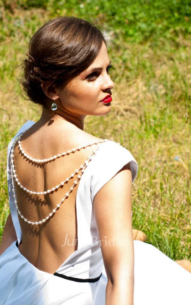 Mini Tea-Length Backless Taffeta Weddig Dress