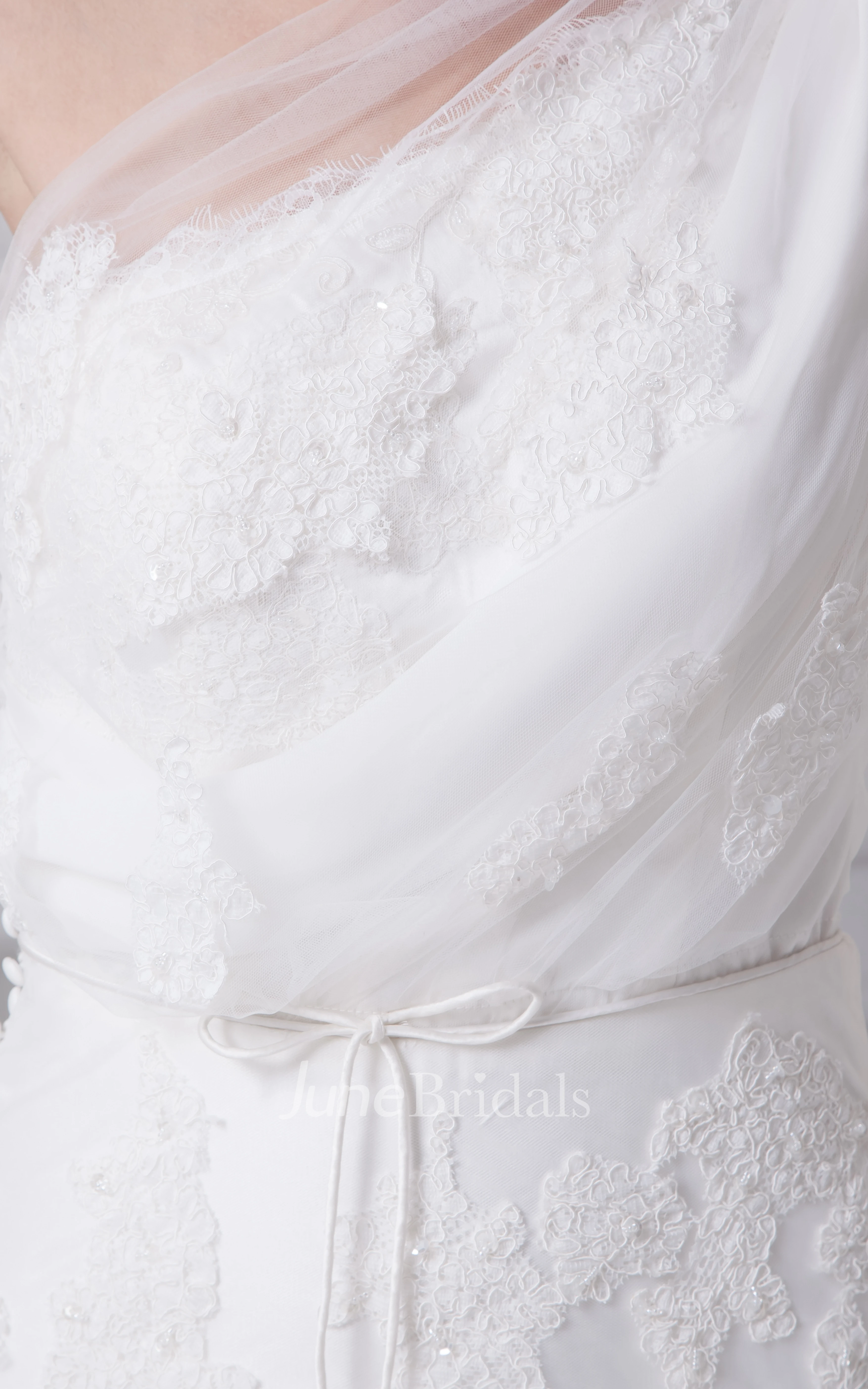 One-Shoulder Tulle Mermaid Dress With Appliques