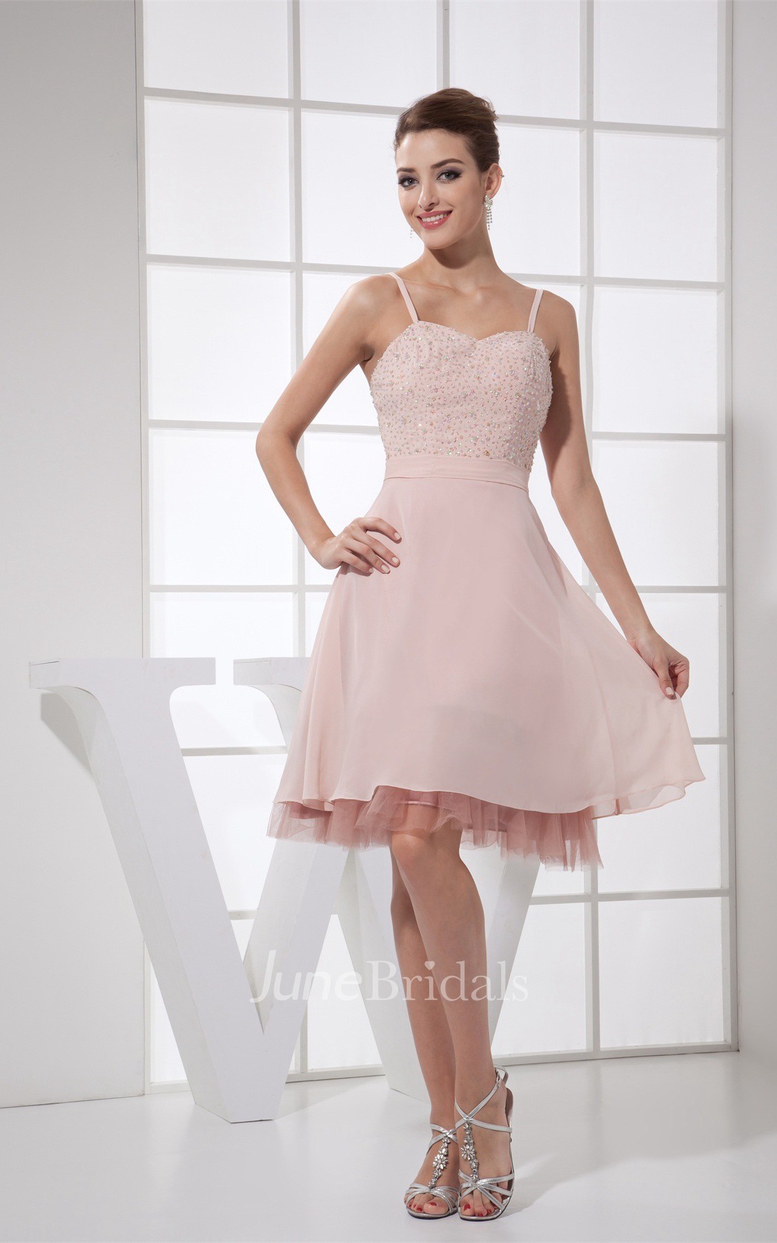 Short Spaghetti Strap Chiffon Dress