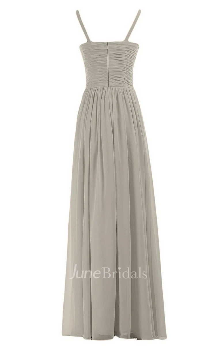 Sleeveless V-neck Chiffon Dress With Crisscross Ruching