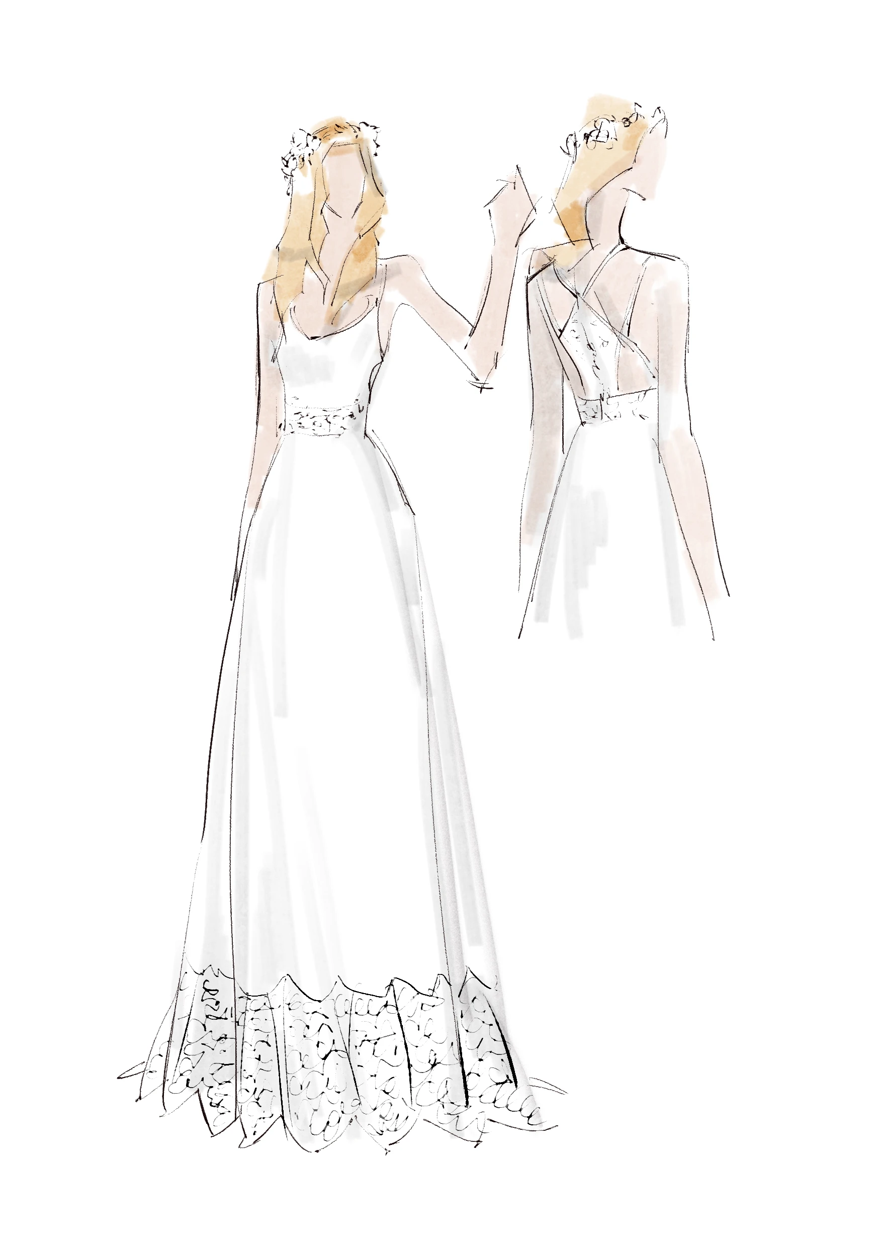 Ethereal Floor Length Chiffon Lace Wedding Dress for Summer