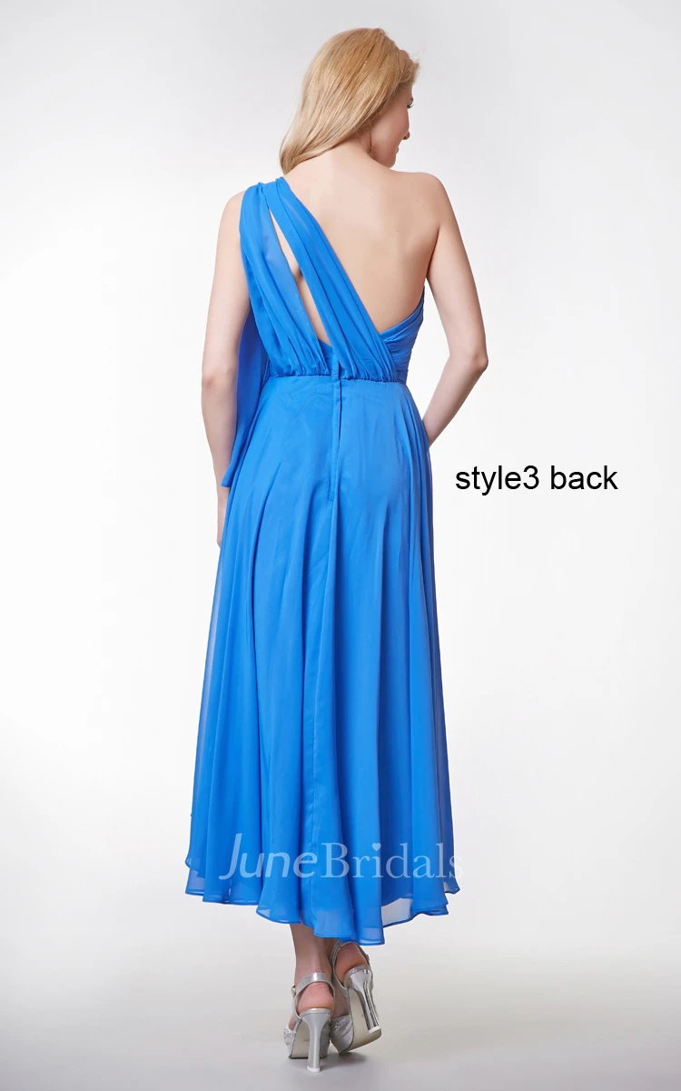 Short Sleeve Ruffled High Low Chiffon Dress With Sash