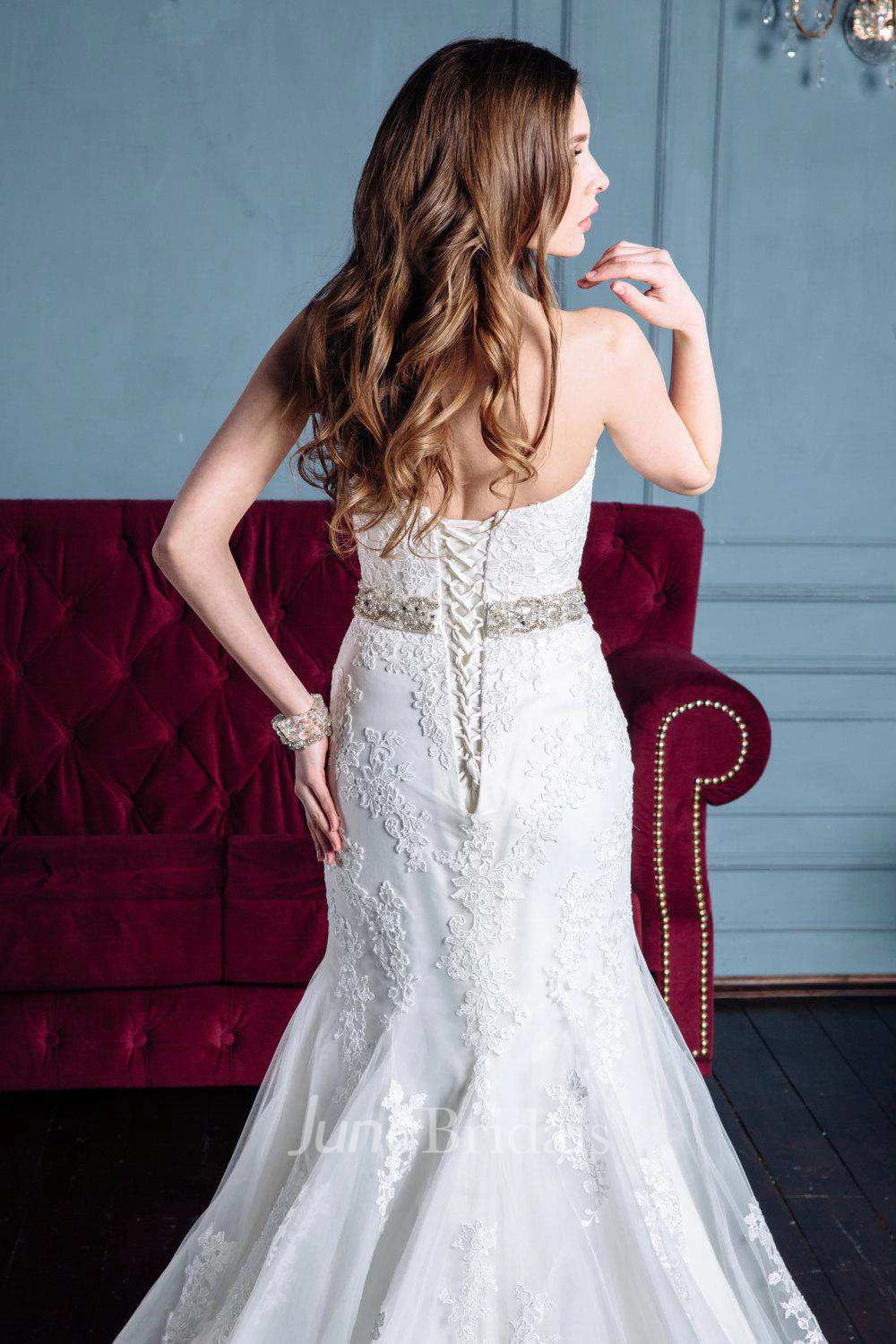 Mermaid Trumpet Satin Lace Wedding Dress