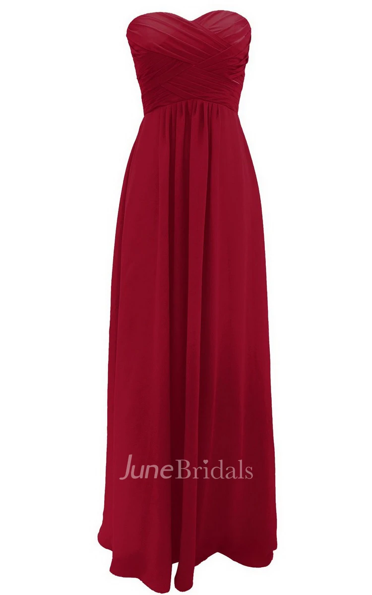 Graceful Sweetheart Ruched A-line Dress With Zipper Back