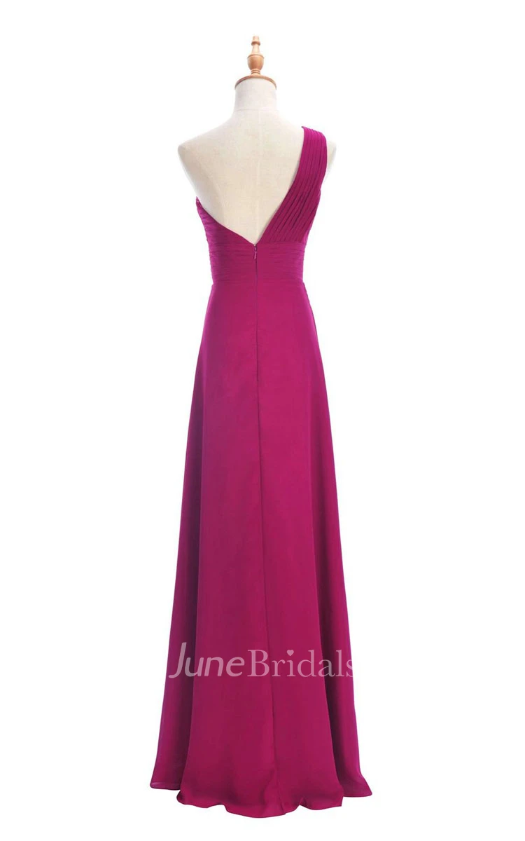 One-shoulder Sweetheart Long Empire Dress With Side Slit