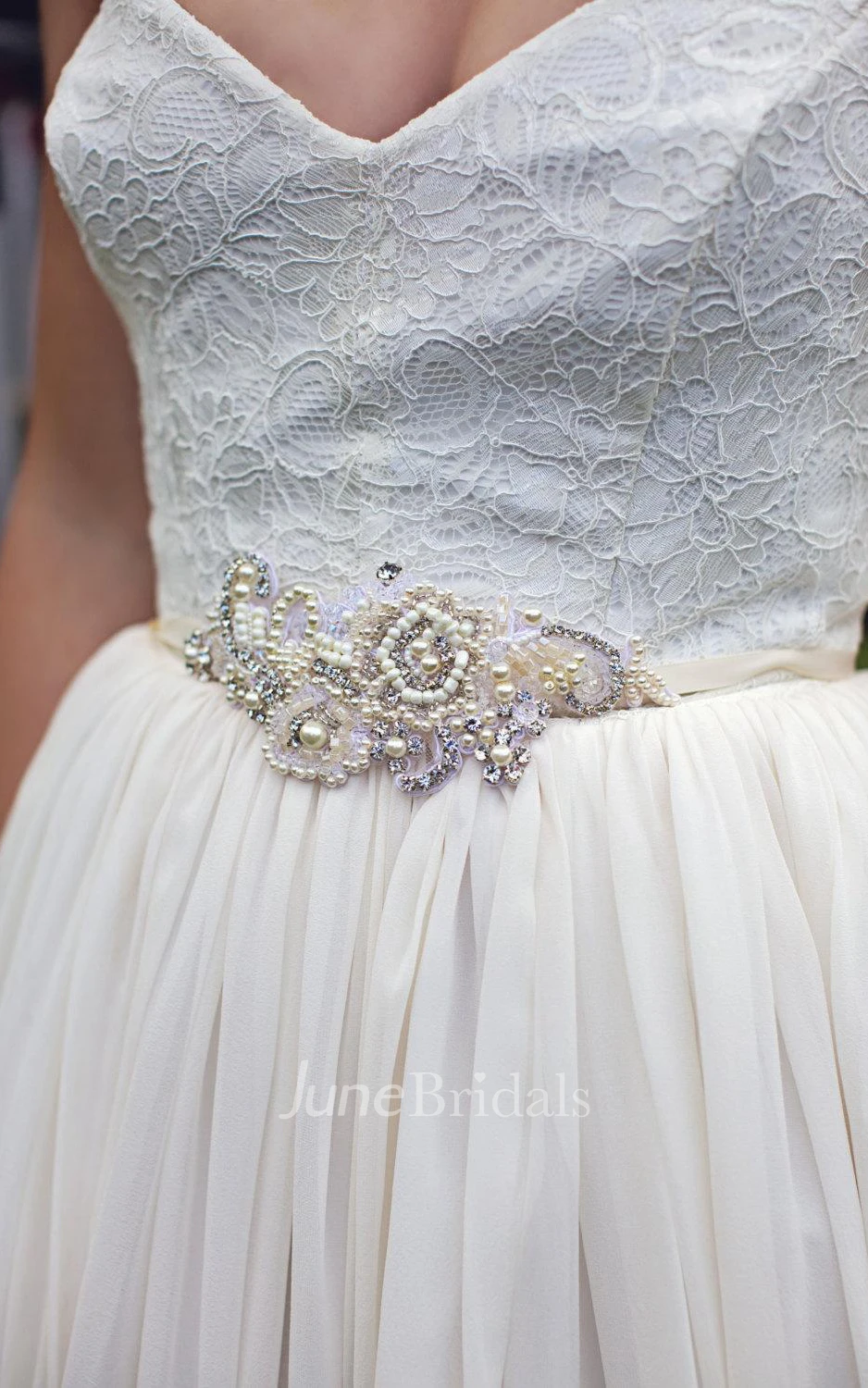 Sweetheart Empire Backless Chiffon Wedding Dress With Sash Pleats And Beading