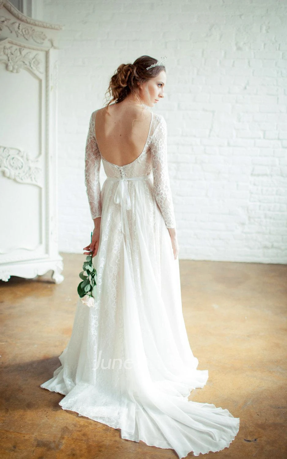Kora High Necked Wedding Open Back Dress