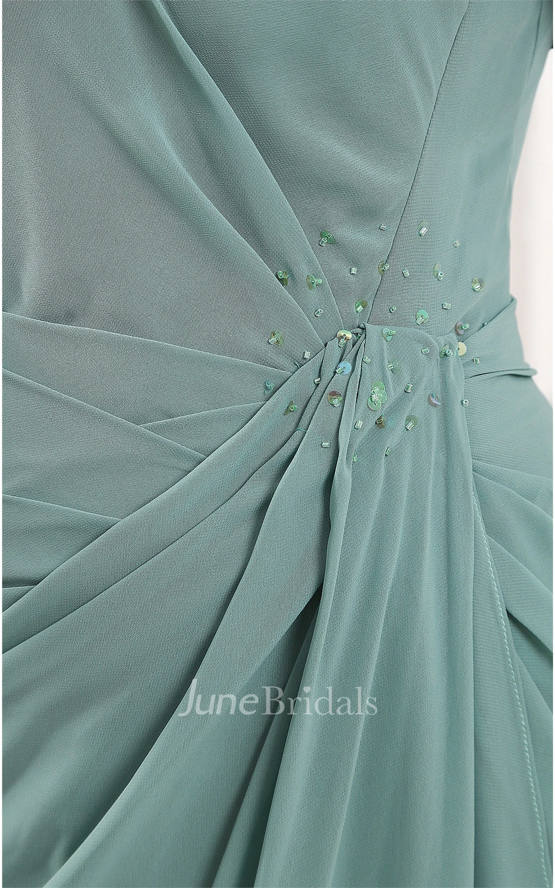 Sweetheart Chiffon Long Dress with Central Ruching and Bolero