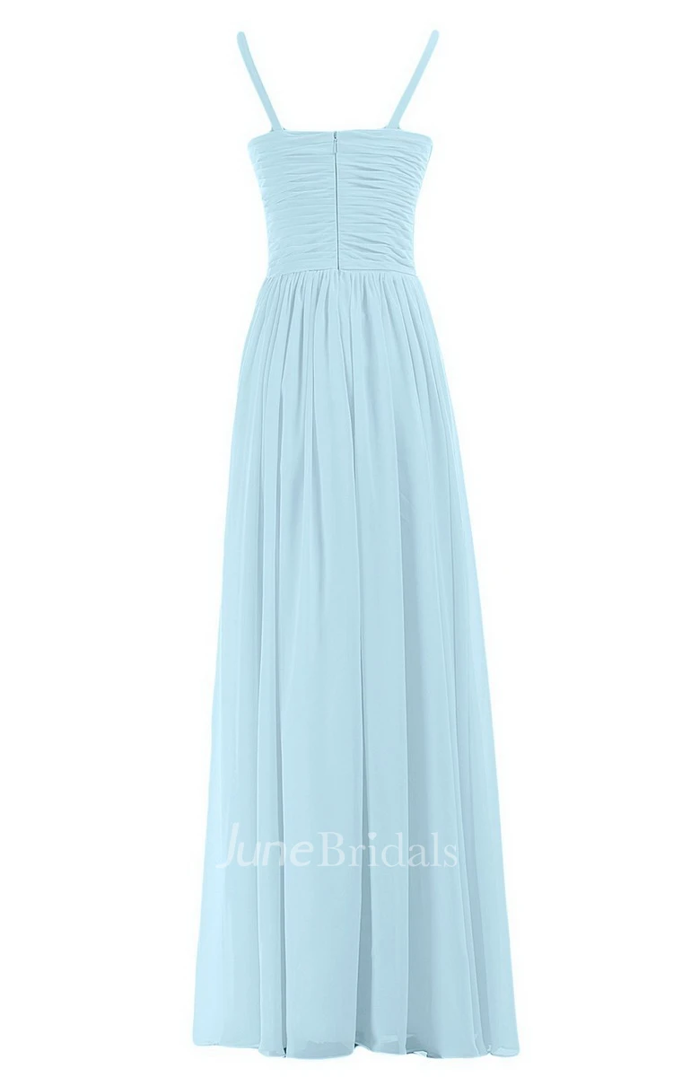 Sleeveless V-neck Chiffon Dress With Crisscross Ruching