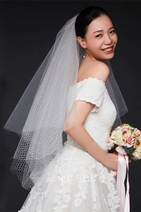 Large Mesh Bride Multi-layer Short Paragraph simple Wedding Veils For Photography 
