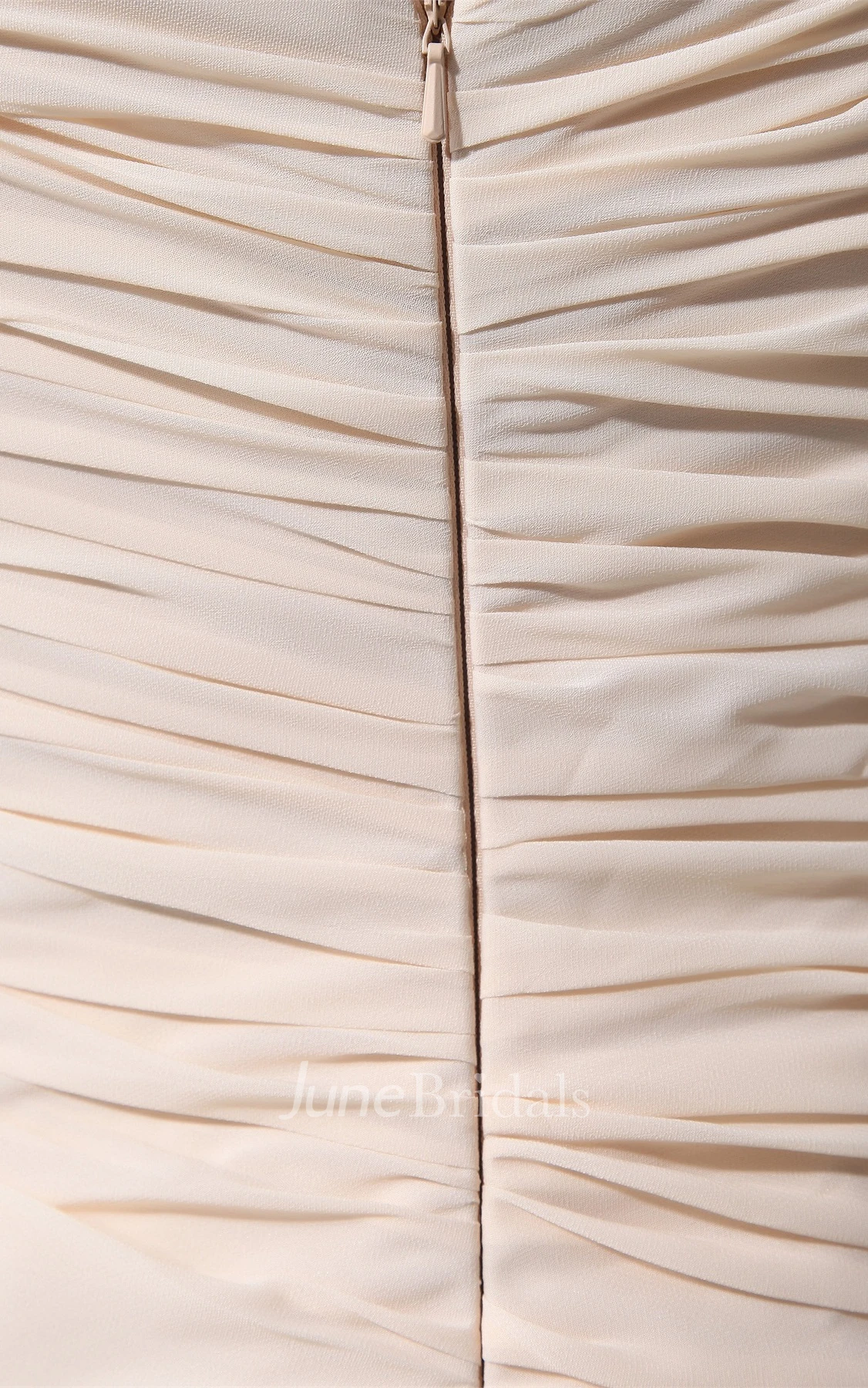 Strapless Ruched Chiffon A-Line Gown with Peplum and Tiers