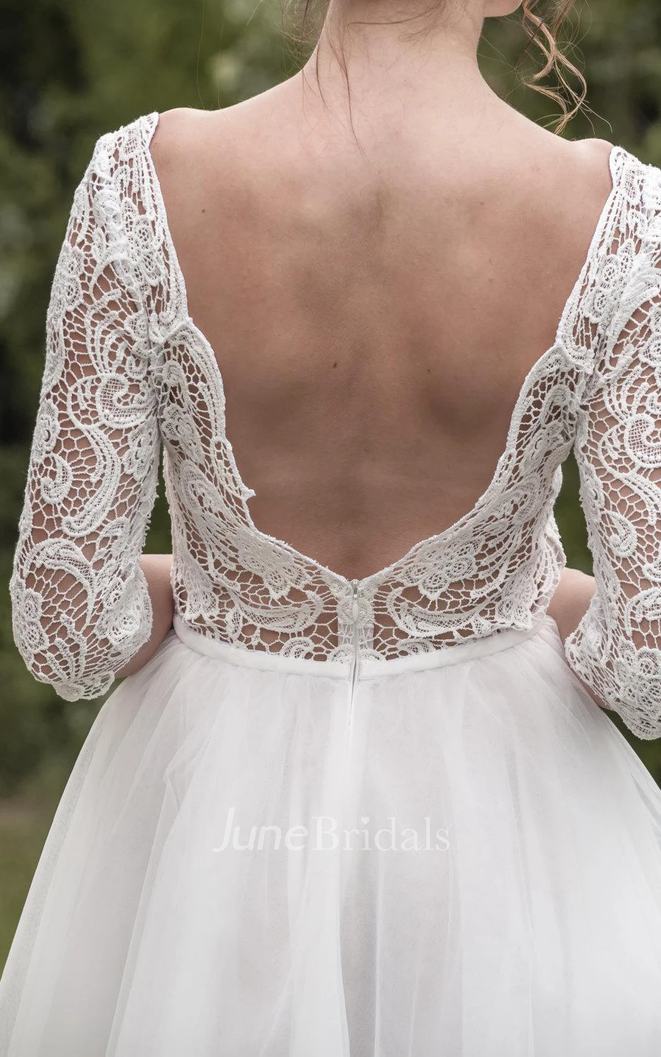 Vintage Inspired Tea Length Tulle Wedding Dress With Lace Bodice