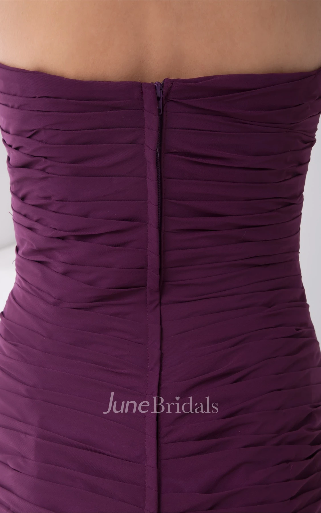 sweetheart pleated ankle-length chiffon dress with ruched bodice