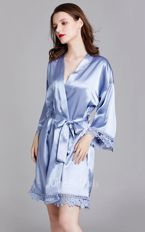 Laced Plain Bride Bridesmaid Robe