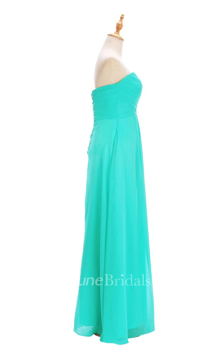 Strapless Ruched A-line Gown With Lace-up Back