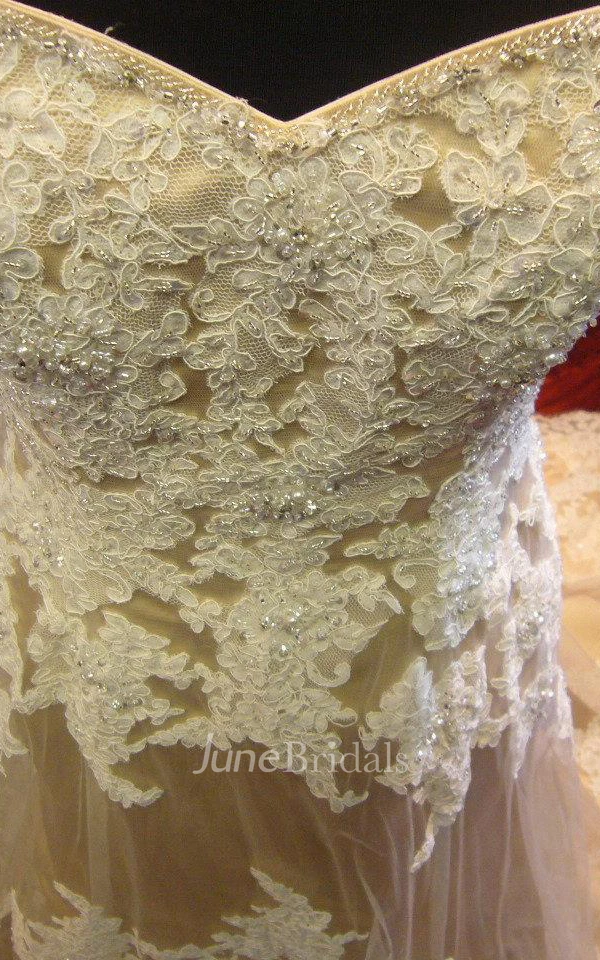 Sweetheart Lace-Up Back Long Taffeta Wedding Dress With Appliques And Beading