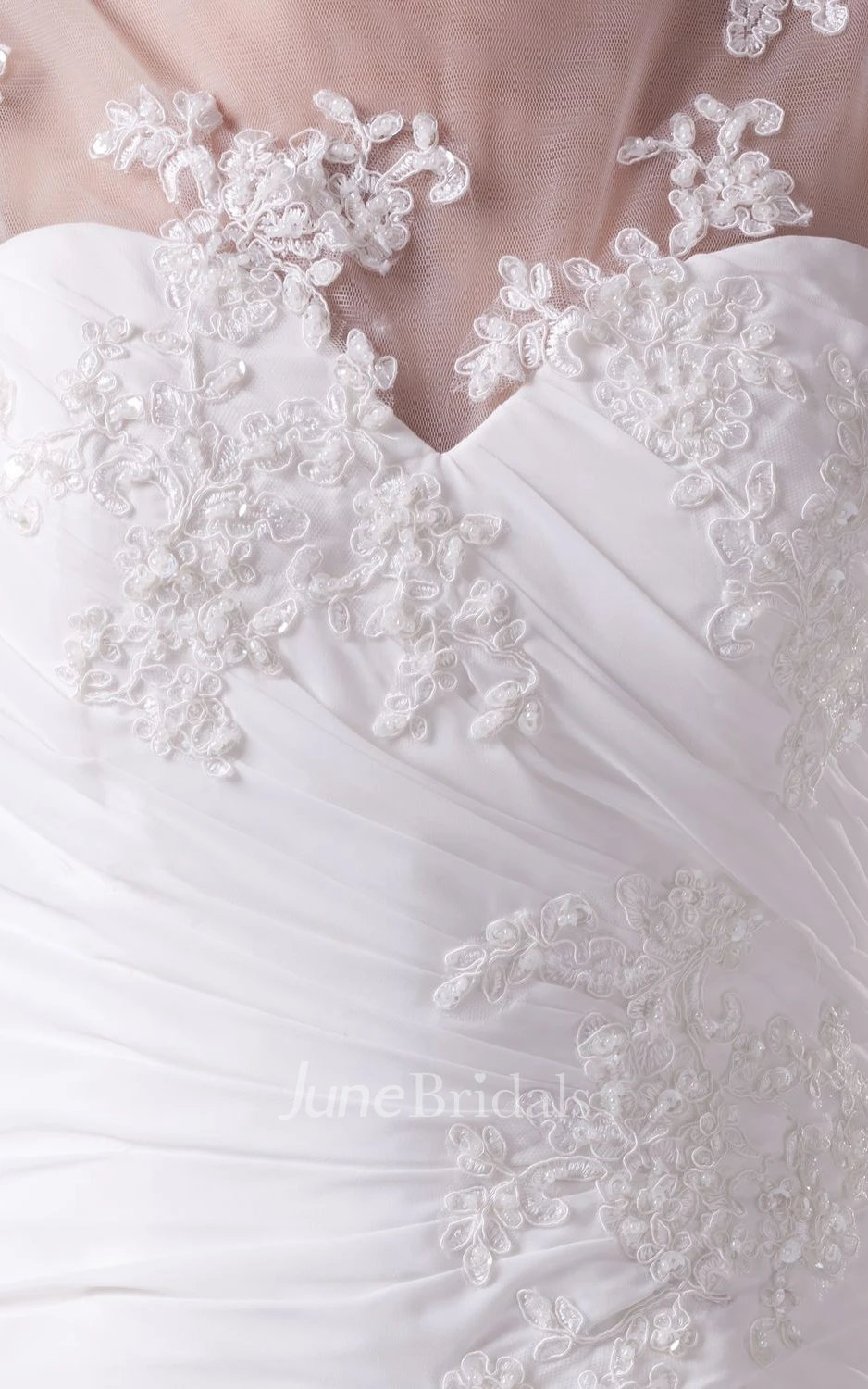 Exquisite High-Neck Ruched Sheath Dress With Illusion