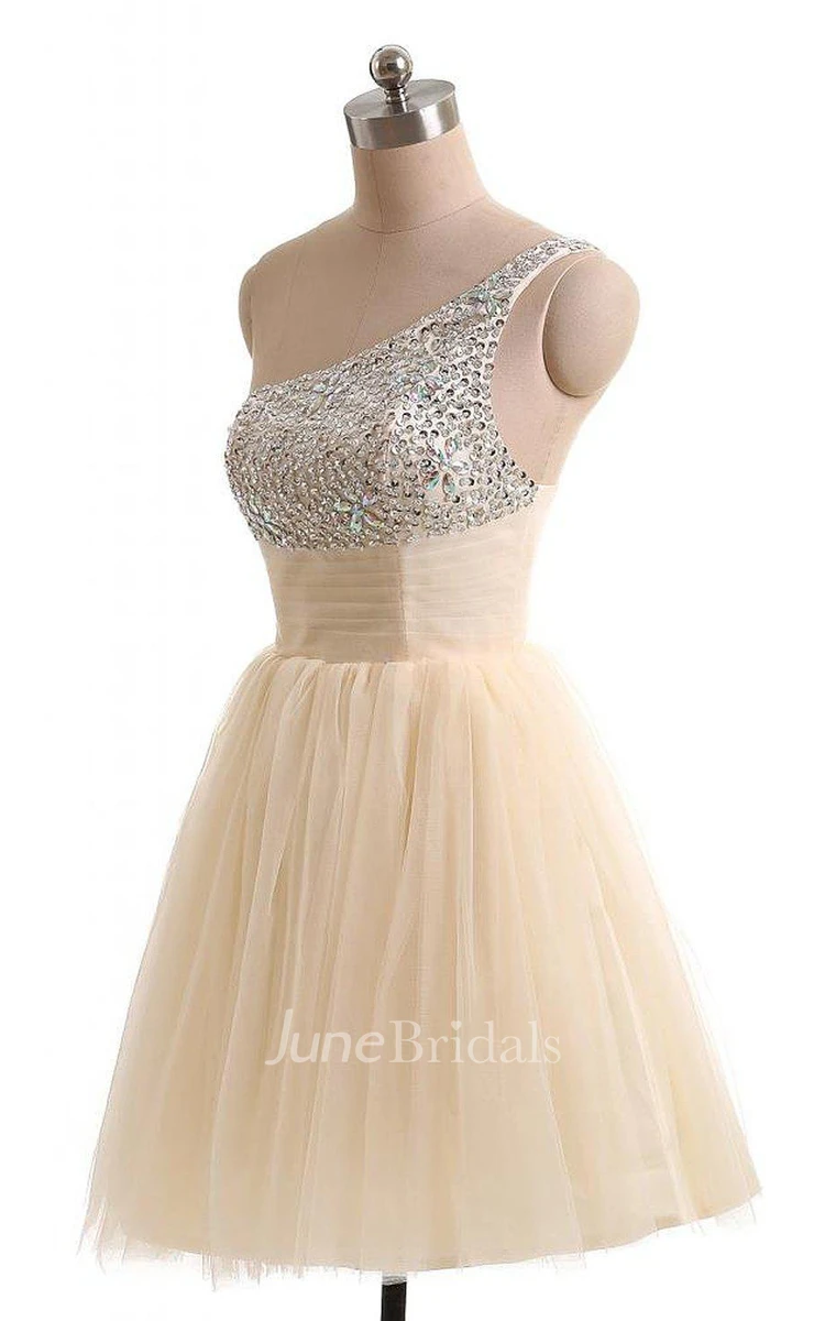 One-shoulder Short A-line Dress With Sequins