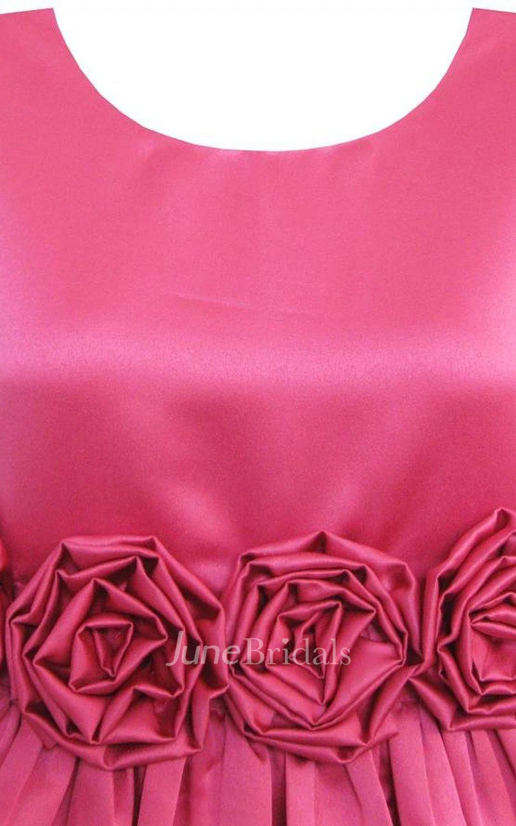 Sleeveless A-line Dress With Flower Waist