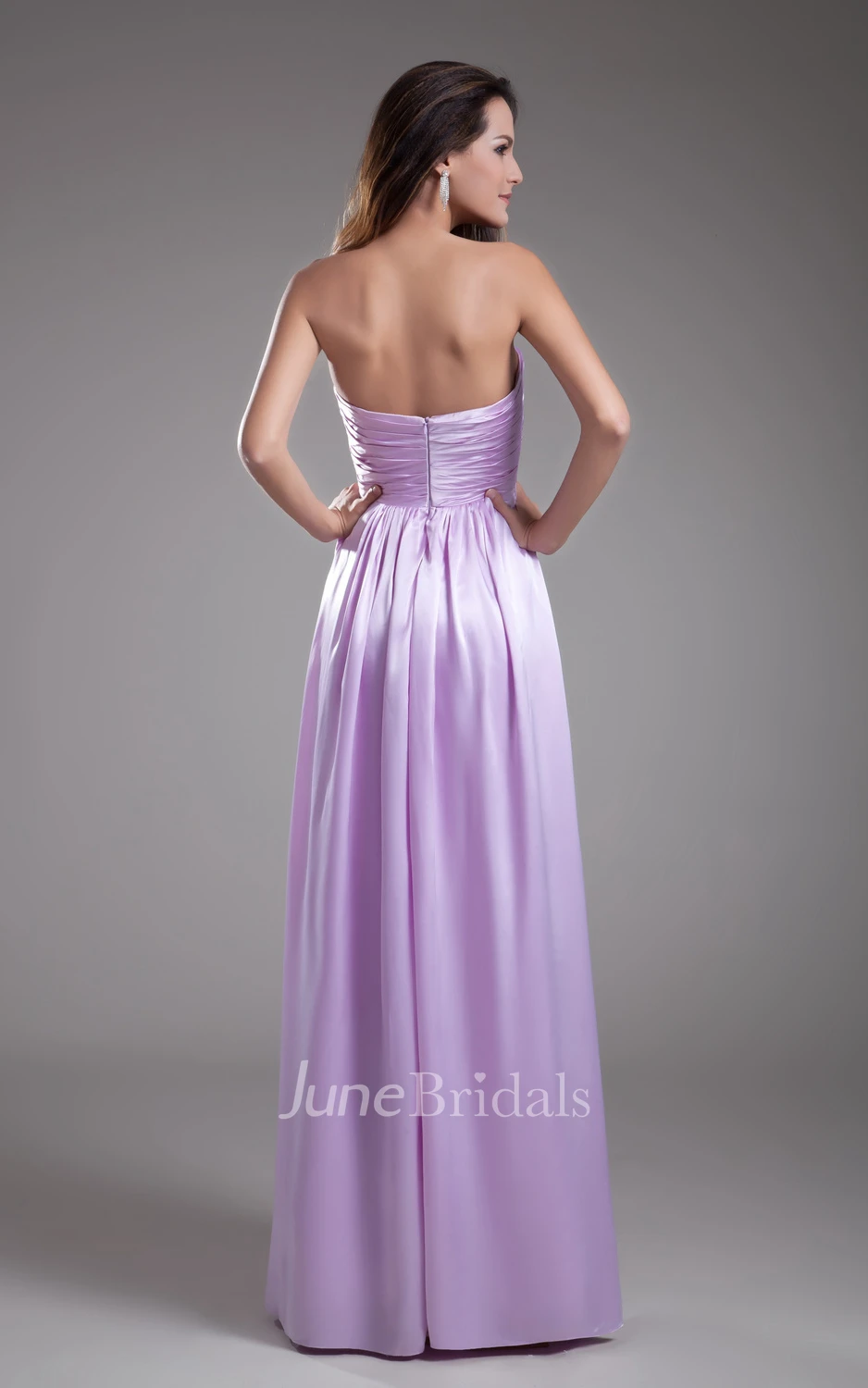 Stylish Taffeta Strapless Column Dress With Ruching And Flower