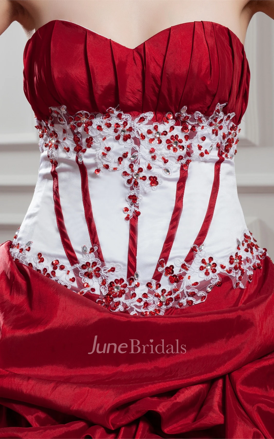 Sweetheart Pick-Up A-Line Ball Gown with Flower and Appliques