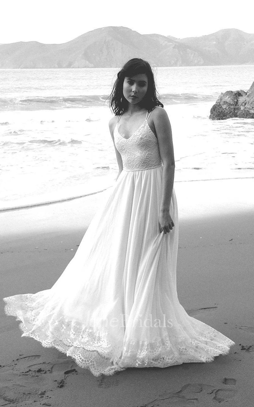 Bell Sleeve Chiffon Lace Weddig Dress