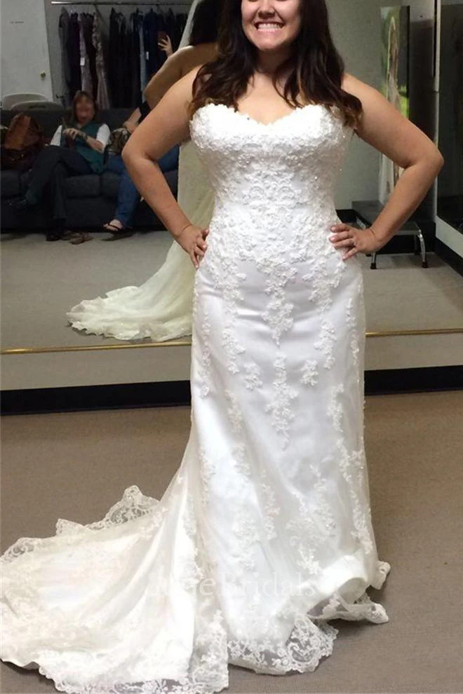 Applique Lace With Beading Mermaid Wedding Dress