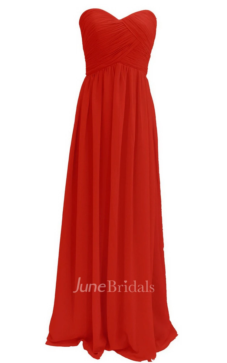 Sweetheart Ruched A-line Gown With Zipper Back