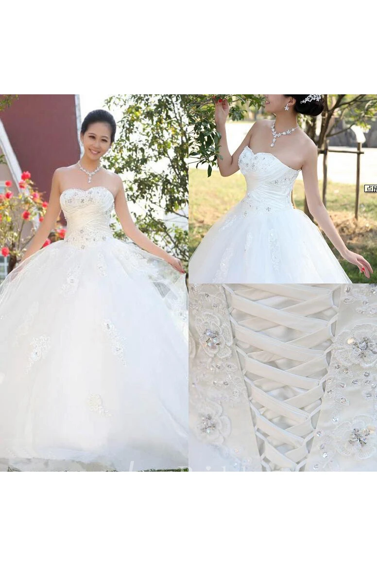 Timeless Beadings Lace Sweetheart Wedding Dresses Ball Gown Lace-up