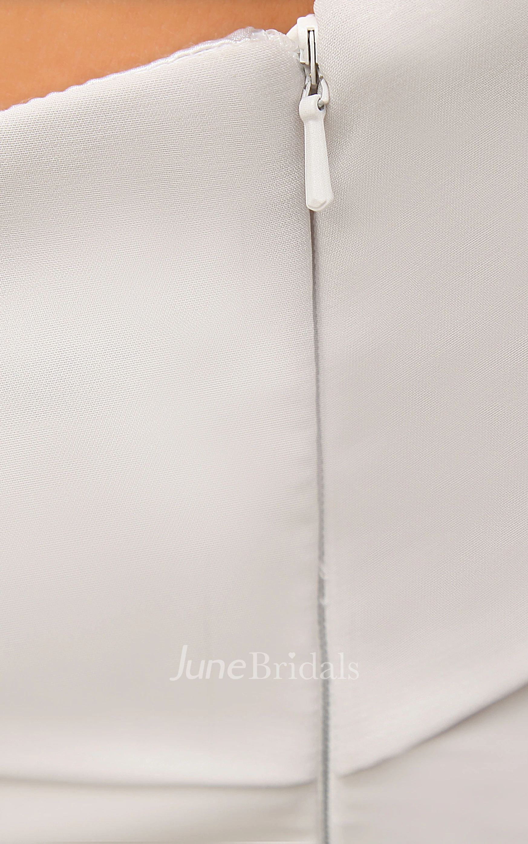 One-Shoulder Chiffon Knee-Length Dress With Zipper Back