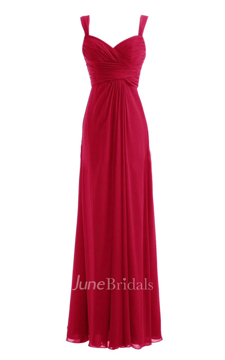 Straps Ruched A-line Gown With Deep-v Back