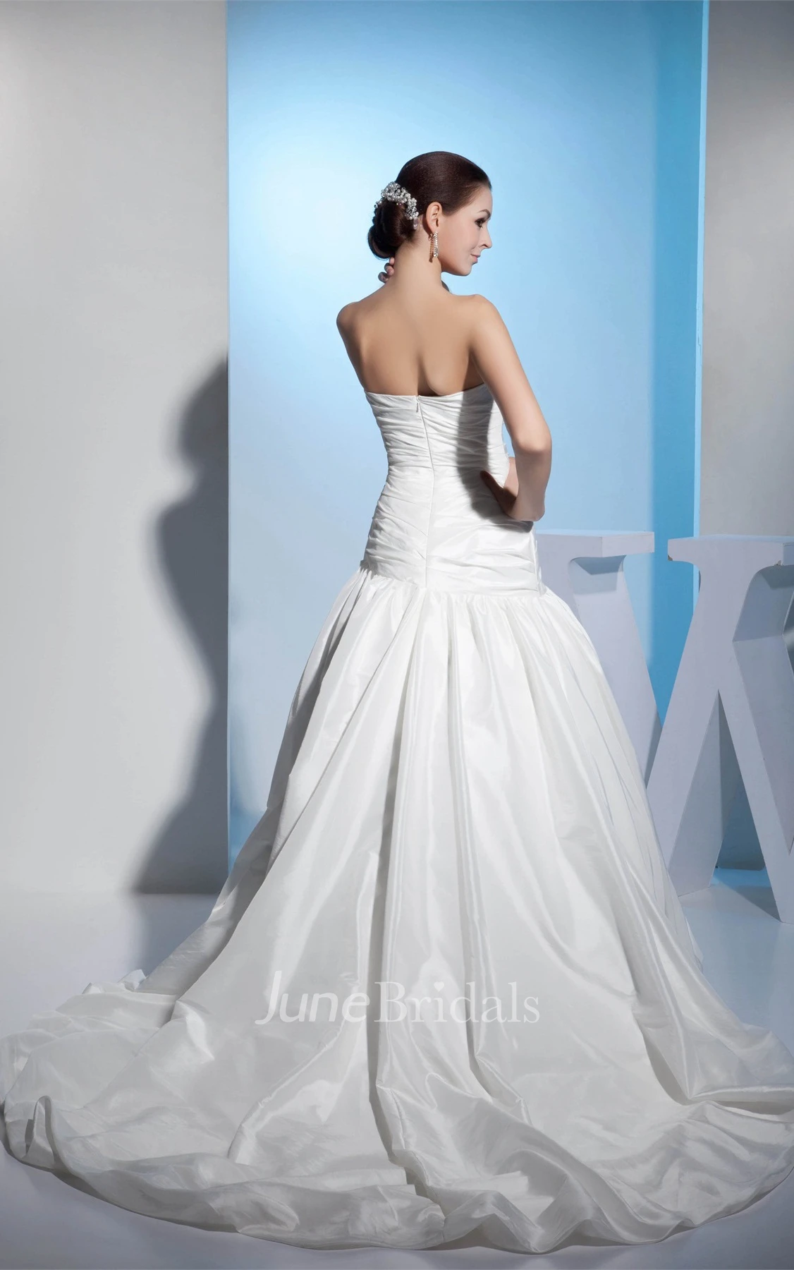 Sweetheart Criss-Cross A-Line Gown with Beading and Floral Waist