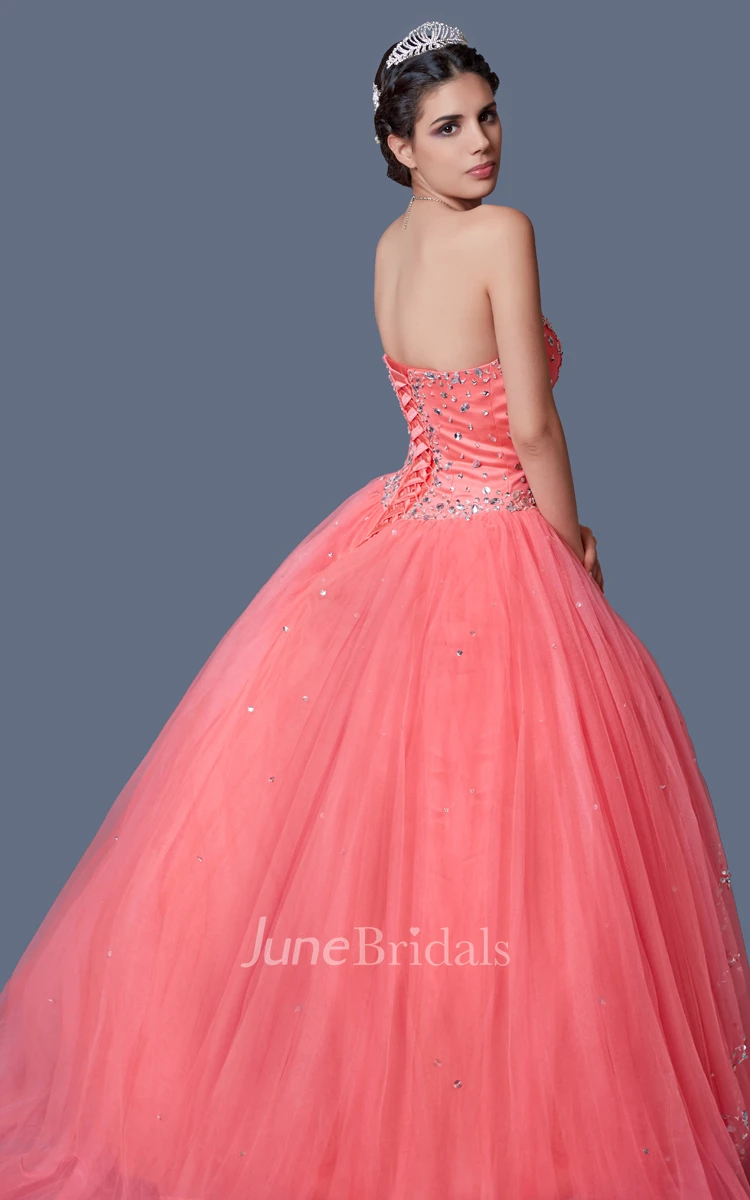 Elegant Princess Style Gown With Drift Away Beadwork on Skirt and Strapless Top