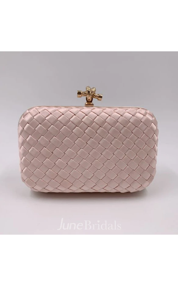 Woven Satin Clutch with Top Clasp