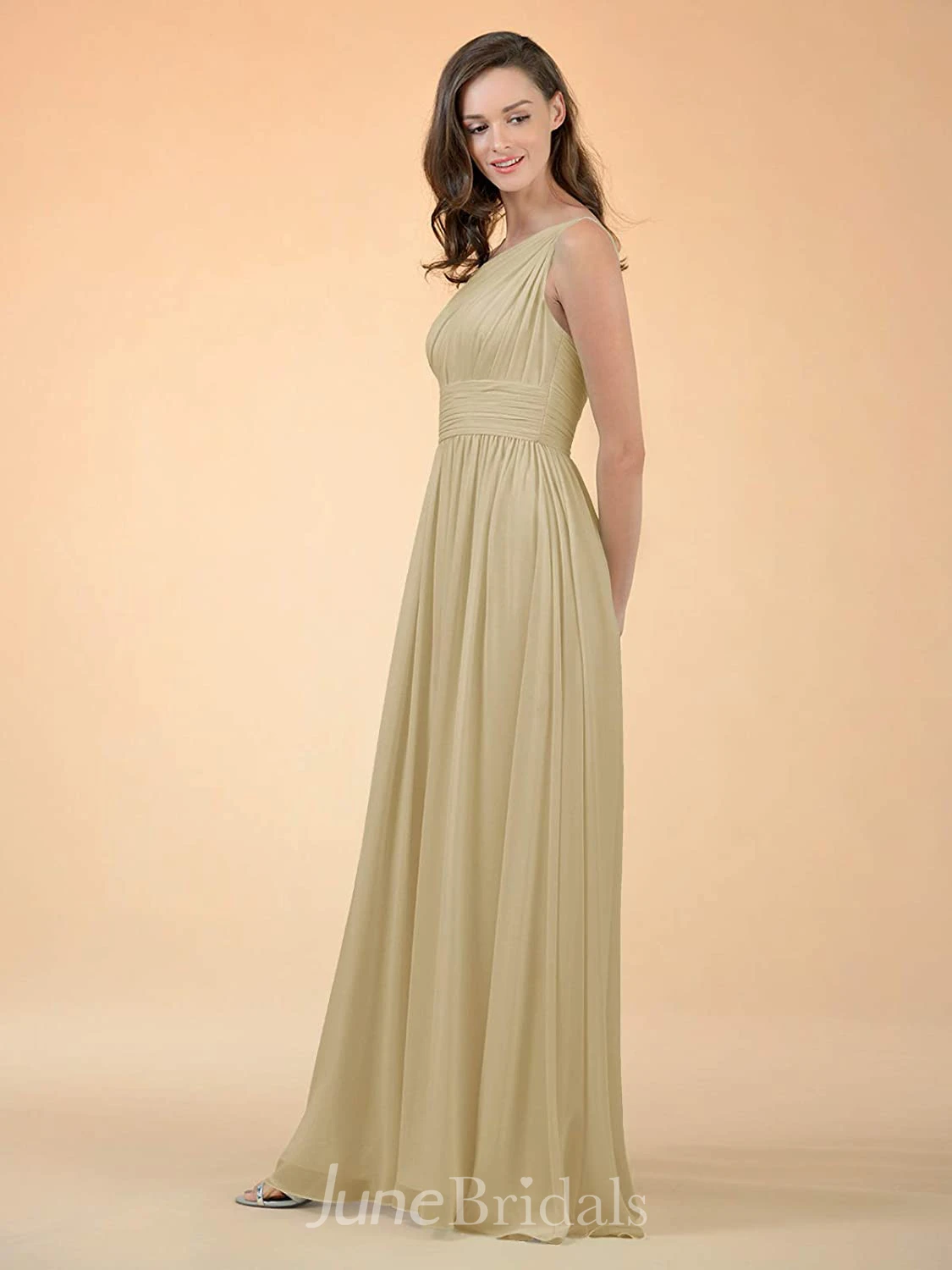 Modern A Line One-shoulder Chiffon Sleeveless Bridesmaid Dress