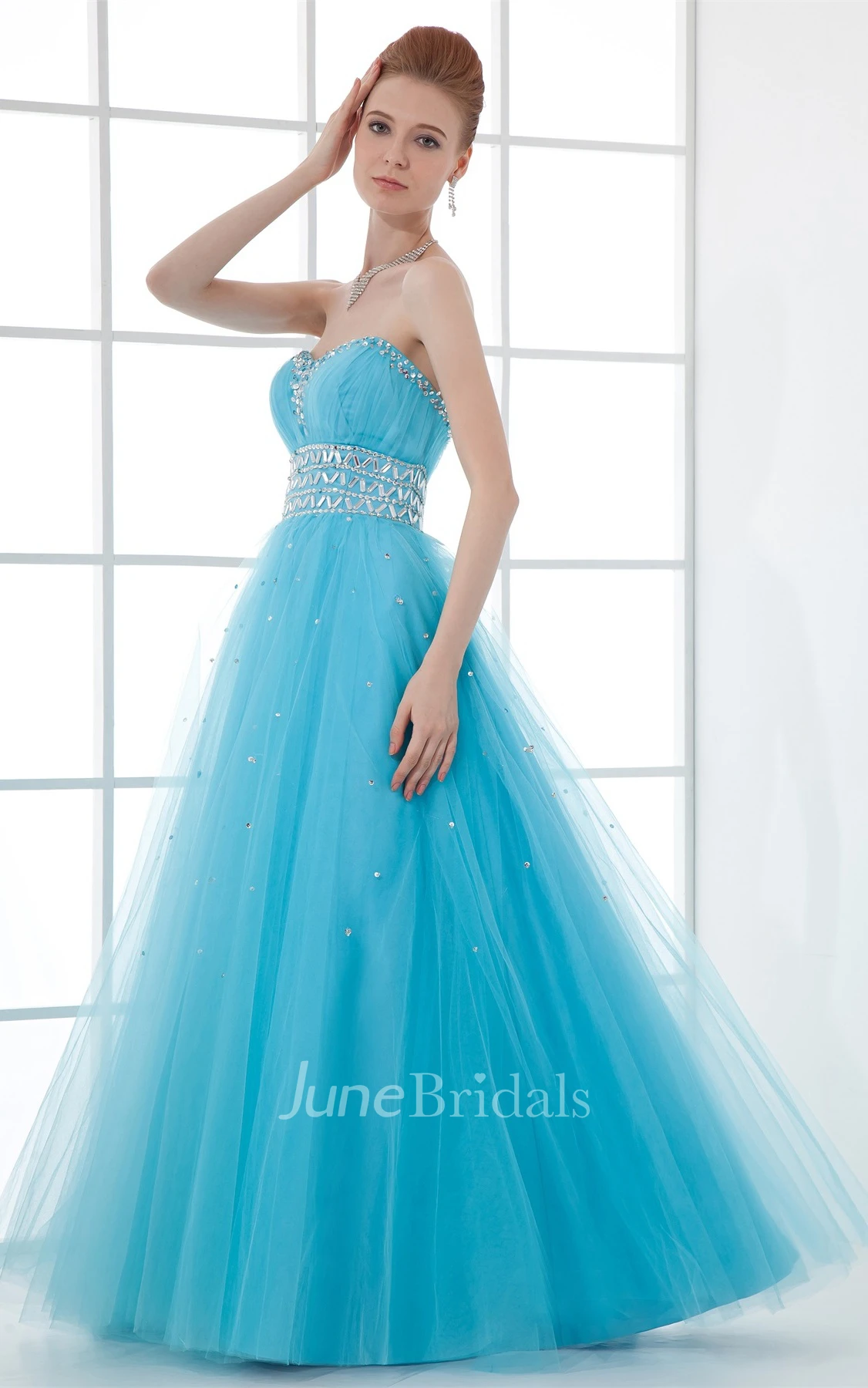 sweetheart a-line tulle gown with crystal detailing