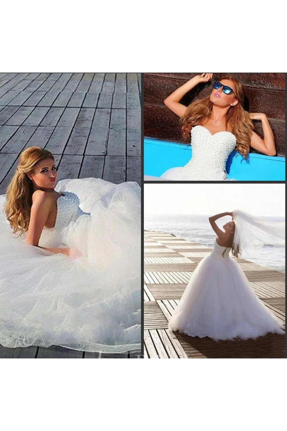 Timeless Tulle Beadings White Wedding Dress Plus Size Lace-up Sweetheart