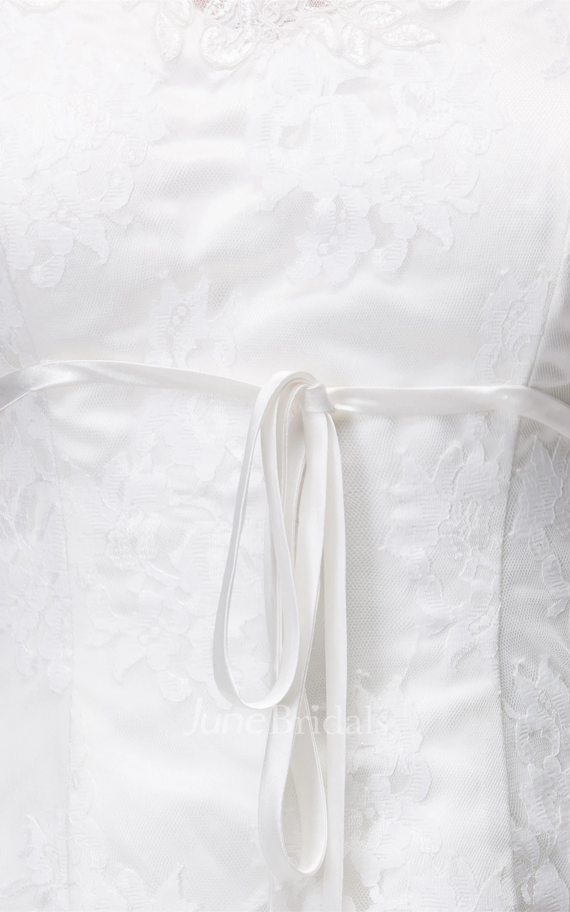 Caped-Sleeve Lace A-Line Gown with Low-V Back