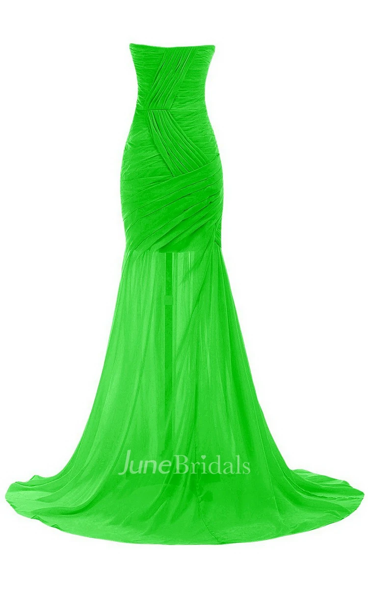 Sweetheart Sweep Train Gown With Ruching and Beading