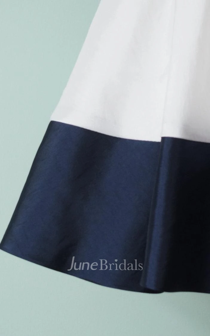 strapped Square Taffeta Dress With Bow&Flower