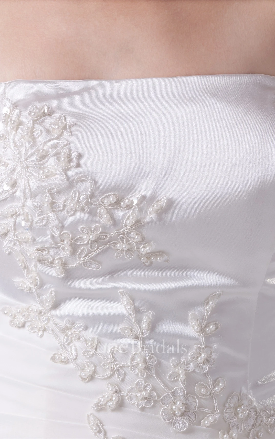 Strapless Sheath Floor-Length Dress with Pleats and Appliques