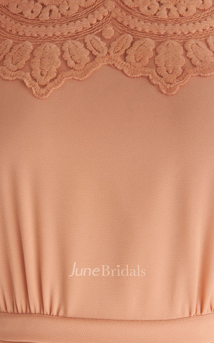 Jewel A-line Short Dress With Lace Appliques